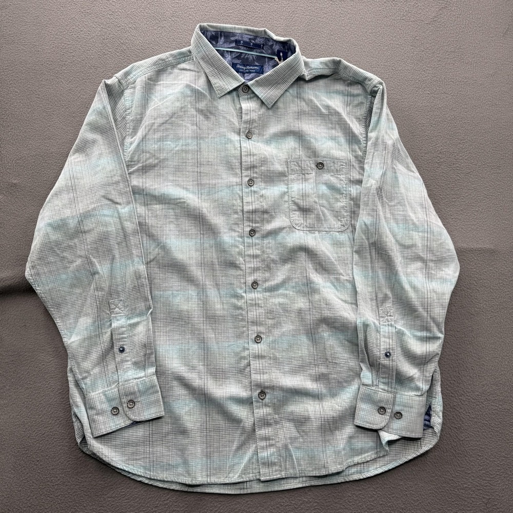 Tommy Bahama Shirt Mens 2XL Green Plaid Coastline Cord Long Sleeve Button Up